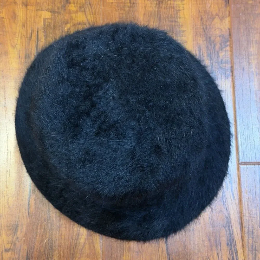 Vintage Betmar Women’s Black Angora Fuzzy 90s Y2K One Size Bucket Hat - NOS New!